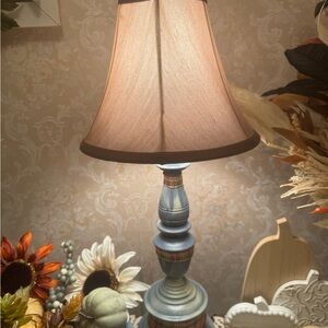 Autumn Elegant Blue, Tan, Cream and Orange Festive Table Lamp